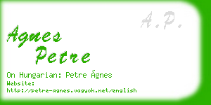 agnes petre business card